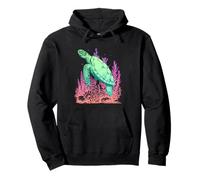 Sea Turtle with Tropical Coral Reef Ocean Vibes Pullover Hoodie