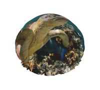 Sea Turtle1 Print Shower Cap, Lined Shower Cap For Women Reusable, Double Layer Waterproof Bath Cap