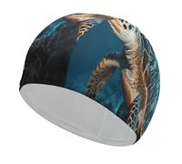 Sea Turtle2 Classic Unisex Soft Swim Cap, Recreational Swimming Cap,Swim Hats Comfortable Flexible Durable for Training Pool & Beach