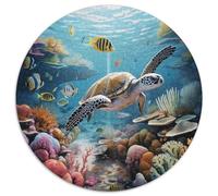 Sea TurtleJigsaw Puzzle 1000 Piece for Adults Round The Underwater WorldCreative Challenge Family Decorations1000pcs (67.5x67.5cm)