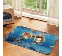 Sea Turtles Absorbent Leather Pet Tablecloth Non-Slip Dining Pad for Puppy Kitten Food Water Bowls