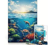 Sea Turtles And Coral Reef Jigsaw Puzzle 1000 Piece for Adults Smart Reason Toy Home Pastime Smooth Edge Art Collectible (50x75cm)