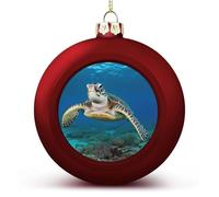 Sea Turtles Christmas Ball Ornament Shatterproof Hanging Ball Ornaments with String Decorative Christmas Baubles for Xmas Tree Home Wedding Holiday Party Decor Supply