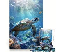 Sea Turtles Coral Paradise 1000 Pieces Jigsaw Puzzles for Teenagers Solid Logic Toy Peaceful Fun Precision Cut Amazing Present (50x75cm)