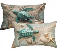 Sea Turtles Cushion Covers 30 x 50 Large Cushions Shell Decorative Pillows Set of 2 Velvet Breathable Durable & Fade-Resistant Throw Pillow Covers with Zipper for Sofa Living Room Bedroom Decor X-155