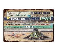 Sea Turtles Decor Vintage Metal Sign Life Is Too Short Bathroom Wall Art Decor Funny Tin Signs For Garage Bathroom Living Room Man Cave Bar 14x20cm