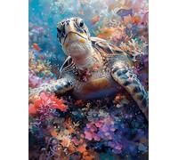 Sea Turtles Diamond Art Kits Adults, 5D Diamond Painting Animal Pattern Design, DIY Full Square Drill Dimond Painting, Crystal Art Kits for Adults Beginner for Home Wall Decor 40x55cm -yxy25064U