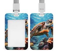 Sea Turtles Diamond Painting ID Badge Holder with Vertical Card Badge Holder Waterproof Plastic Card Sleeve Badges Protector Case Name Tag ID Card Holder for Office Doctor Nurse Teachers