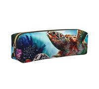 Sea Turtles Diamond Painting Leather Pencil Case Stationery Bag Pen Holder for Work & Office Zippered Pen Pouch