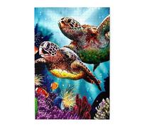 Sea Turtles Diamond Painting Printed Wooden Puzzle 1000 Piece, Cute Puzzle Game in Plastic Box for Family Entertainment and Brain Training Gifts