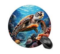 Sea Turtles Diamond Painting Round Mouse Pad 7.8 Inch - Non-Slip Rubber Base Mouse Mat Portable Ergonomic Desk Mat for Office, Laptop, Travel, Wireless Mice Mats - Waterproof & Durable Design