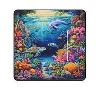Sea Turtles Dolphins Tropical Fish Coral Large Picnic Mat Beach Blanket Waterproof Foldable Bag for Camping Outdoor