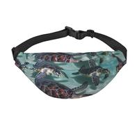 Sea Turtles Fanny Pack for Men Women Crossbody Waist Bag Everywhere Belt Bag Wallet Hip Bum Bag with Adjustable Strap Casual Chest Bag for Outdoor Hiking Cycling, Black, One Size