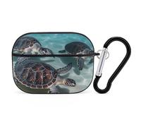 Sea Turtles for Airpod Pro Case Cover Hard Shell Full Drop Protection Cover with Keychain Compatible with AirPod Pro 2nd/1st Generation, Front LED Visible,Black