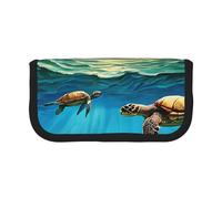 Sea Turtles Large Capacity Canvas Pencil Case, Sturdy and Durable, Easy to Store in an Orderly Manner