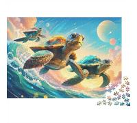 Sea Turtles Moon Wave Jigsaw Puzzle 500 Pieces for Adults | 52x38cm Premium Cardboard, Double Sided HD Print, Precision Cut Tight Fit, Dust Free, Stress Relief, Home Decor Gift