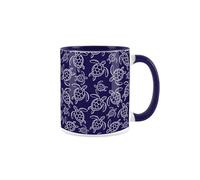 Sea Turtles Mug - Navy Blue Seaside Ocean Mug - Nautical Ceramic Tea/Coffee Gift Cup