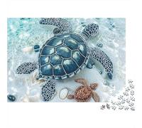 Sea Turtles on Sand 1000pc Heavy-duty Cardboard Puzzle for Adults Brain Teaser Lovers Team Building Leisure Entertainment Home Leisure Time 70x50cm/1000pcs