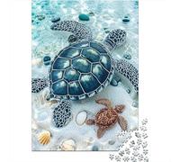 Sea Turtles on Sand1000 Pieces Durable Cardboard Clear Seawater Jigsaw Puzzle Collection Adults Fun Party Game Mind Relaxation Perfect 38x26cm/1000pcs
