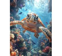 Sea Turtles Paint by Numbers for Adults, Animals Painting by Numbers DIY Color Oil Painting Hobbies for Adults Women with Acrylic Paint Brush Set for Room Decor, Wall Art, Gifts 50 x 70 cm -zjn250792