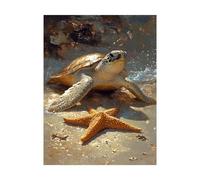 Sea Turtles Paint by Numbers for Adults Beach Painting by Numbers for Adults, Art Supplies with Color Canvas for Painting 28 x 38in 36 Colors of Acrylic Paint and Brush, Room Decor Gifts 2YH-9163