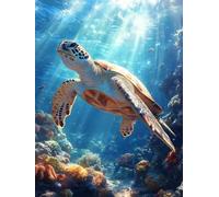 Sea Turtles Paint by Numbers Ocean Painting by Numbers for Adults DIY Digital Painting Hobbies for Adults Women with 3 Brush and Acrylic Paints Kit for Home Decor, Wall Art 32x48 inches -zjn25072T