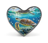 Sea Turtles Painting Brooch Elegant And Graceful Heart Lapel Pin Heart Shape Pinback Button Badge Love Printed Cute Badge Button Pin Fashion Broochs for Backpack Jacket Clothes