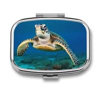Sea Turtles Pill Box for Pocket Square Pill Box 2 Compartment Decorative Portable Travel Pill Holder Tablet Vitamin Organizer Mini Pill Case