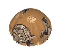(Sea Turtles) Print Double Layer Waterproof Shower Cap for Long Hair - Reusable Bath Hair Protection with Elastic Band for Women Travel.