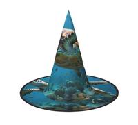 Sea Turtles Print Halloween Witch Hat Unisex For Parties Christmas Parties Carnivals And Cosplay