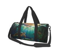 Sea Turtles Print Travel Duffel Bag Large Foldable Round Travel Carry on Bag with Adjustable Shoulder Strap for Weekender Overnight Flight Hospital Sports