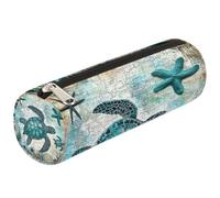 Sea Turtles Retro Map Pencil Case School Supplies Pouch Bag for Girls Boys Teenagers, Women Makeup Brush Bag