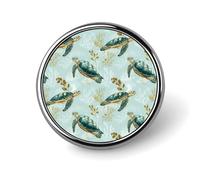Sea Turtles Round Lapel Pin Button Brooch Pins Badge for Tie Hat Clothing Jewelry Accessories