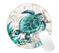Sea Turtles Round Mouse Pad, Funny Small Non-Slip Rubber Base, Home Office Desk Accessory