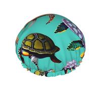Sea turtles shower cap with double layer, holds your hair well whether it is showering or bathing.
