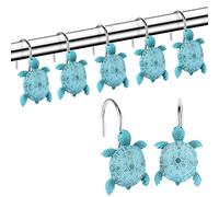 Sea Turtles Shower Curtain Hooks Rings for Bathroom, Metal Shower Curtain Hanger Hooks, Decorative Bath Room Accessories Set,Tropical Beach Fashion Theme Bathroom Decor