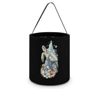 Sea Turtles Swimming Coral Large Easter Basket Candy Bags Canva Tote Bag Portable Hallowee Bucket