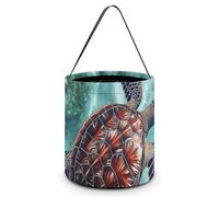 Sea Turtles Swimming in Ocean Large Easter Basket Candy Bags Canva Tote Bag Portable Hallowee Bucket