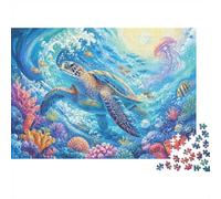 Sea Turtles Waves Flowers Jigsaw Puzzle 500 Pieces for Adults | 52x38cm Rigid Cardboard, Vibrant HD Colours, Tight Precision Fit, Dust Free, Relaxing Brain Exercise, Wall Art