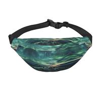 Sea under the Aurora Borealis Large Fashion Crossbody Waist Bag, Travel Casual Boys Waist Bag, Suitable for Sports, Running, Cycling, Traveling, Fishing