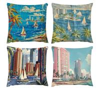 Sea view architecture Cushion Covers 75 x 75cm, Outdoor Waterproof Cushion Cover Set of 4, Soft Throw Pillow 30 x 30 in, for Patio Garden Bench Sofa Indoor Living Room Bed Chair Home Decor Gift B177