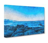 Sea View At Dawn Painting Modern Art Canvas Wall Art Print Ready to Hang, Framed Picture for Living Room Bedroom Home Office Décor, 24x16 Inch (60x40 cm)