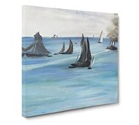 Sea View, Calm Weather by Edouard Manet Canvas Print | Gallery Wrapped 30mm Frame Wall Art | 20x20 inches | Ready to Hang | Coastal Seascape Picture | Living Room Bedroom Lounge Office