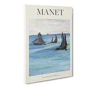 Sea View, Calm Weather By Edouard Manet Canvas Print | Gallery Wrapped 30mm Frame Wall Art | 24x16 inches | Ready to Hang | Coastal Seascape Picture | Living Room Bedroom Lounge Office