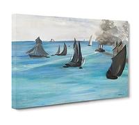 Sea View, Calm Weather By Edouard Manet Canvas Print | Gallery Wrapped 30mm Frame Wall Art | 30x20 inches | Ready to Hang | Coastal Seascape Picture | Living Room Bedroom Lounge Office