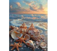 Sea View Diamond Art Kits Adults, 5D Diamond Painting Shell Pattern Design, DIY Full Square Drill Dimond Painting, Crystal Art Kits for Adults Beginner for Home Wall Decor, Gifts 100x135cm -yxy2506Y1
