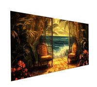 Sea View Diamond Art Kits Adults, Plant Diamond Painting Kit, Square Full Drill Paint by Numbers for Adults 12 x 24in, Crystal Art Rhinestones Embroidery Cross Stitch Artwork, Room Decor Model-14498