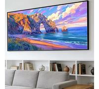Sea View Diamond Art Kits for Adults Beach Large Diamond Painting Kit 36x108in, DIY Full Crystal Art Painting Kits Kids/Beginners, 5D Rhinestone Embroidery Cross Stitch Mosaic Crafts Picture, O-24Y