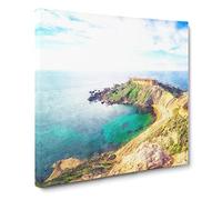 Sea View from Malta Canvas Print | Gallery Wrapped 30mm Frame Wall Art | 20x20 inches | Ready to Hang | Modern Seascape Picture | Living Room Bedroom Lounge Office