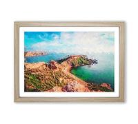 Sea View from Malta Framed Print | A2 Oak Framed Wall Art | Ready to Hang | Modern Nautical Picture | Living Room Bedroom Lounge Office